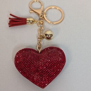 Heart Keychain Purse Charm with Sparkling Rhinestones NWOT